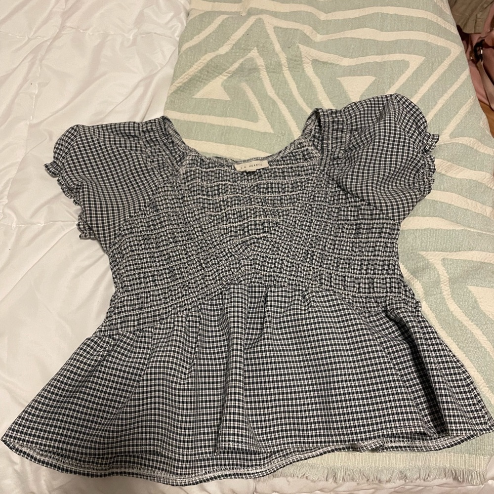 Size medium L.A. hearts plaid shirt/blouse